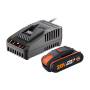 Kit ricarica Worx WA3601 con batteria 20V e caricabatteria rapido
