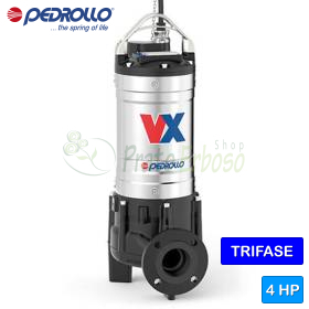 Pompe électrique VORTEX triphasée VX 40/80 - 4 CV pour eaux usées Pedrollo - 1