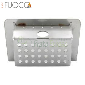 Stainless steel brazier for 11 kW pellet stove with barcode label