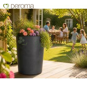 Pot haut Millennium R - Jardinière ronde de 53 cm couleur anthracite Deroma - 1