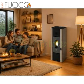 Minni stufa a pellet 6.3 kW bianca - design compatto Minni stufa a pellet 6.3 kW bianca - design compatto