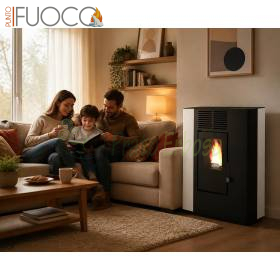 Nella stufa a pellet canalizzata 9.4 kW bianco