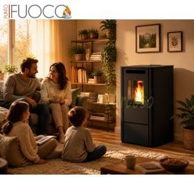 Stufa a pellet Vania 9.5 kW nero goffrato