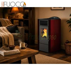Sobă pe peleți Lory roșie 9,5 kW