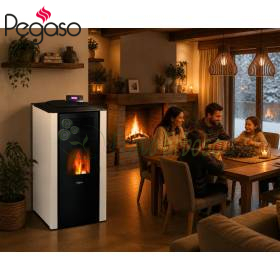 Sobă pe peleți Mira 16 albă - 16 kW