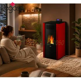 Mira 16 stufa a pellet hydro 16 kW rossa