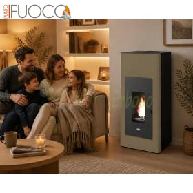 Ilaria Hydro 17.5 kW hydro pellet stove in dove gray