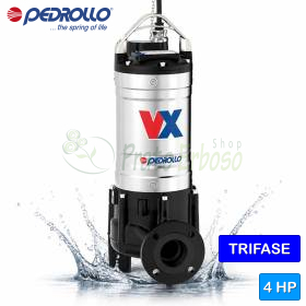 Pompe électrique VORTEX triphasée VX 40/80 - 4 CV pour eaux usées Pedrollo - 1