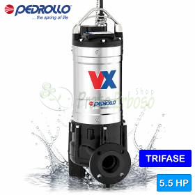 Pompe électrique triphasée VORTEX VX 55/65 - 5,5 CV pour eaux usées Pedrollo - 1