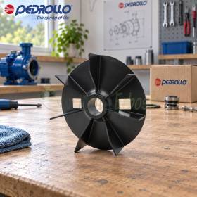 Schwarzer Lüfter FAN-90R für elektrische Pumpe mit 24-mm-Wellenaufnahme auf Werkbank