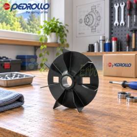 Ventola nera FAN-100 per elettropompa, foro albero 28 mm, su banco da officina