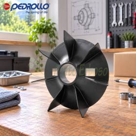 Ventola nera per elettropompa FAN-180 con foro albero 55 mm su banco officina