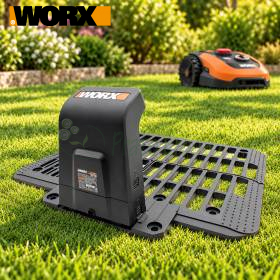 Bazë karikimi XL Worx për kositës robotik në lëndinë me stacion dhe platformë të zezë