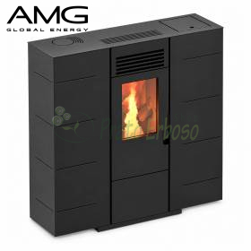 Sobë peleti Slim ZS 6.5 kW e zezë me xham zjarri në ambient modern