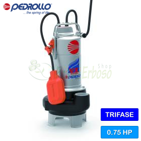 VX 8/50 (10m) - 0.75 HP three-phase VORTEX electric pump for waste water Pedrollo - 1
